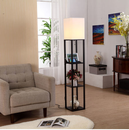 China Led Light Shelf Floor Lamp With, Tower Floor Lamp With Shelves