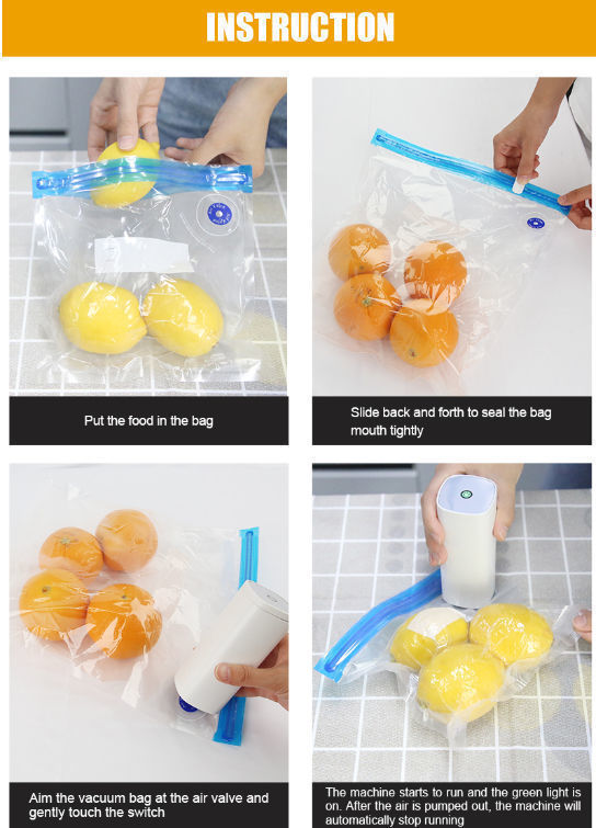 China Food Vacuum Sealer,Vacuum Pump with 10 Pack Reusable Food Storage