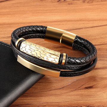 ブレスレット [Haleine]Leather l Mix Bracelet Black クロムハーツ ブレスレット、タイニーE CHプラス＆ガン