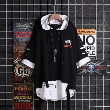 Men Cotton Oversize T Shirt Pullover Loose Half Sleeve Hip-Hop Tee Tops  Leisure