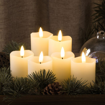 Velas flotantes Led, llama real 3D D2 ''marfil cera de parafina a batería con temporizador