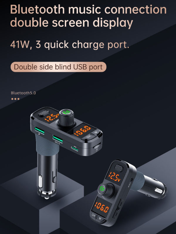 Popular Car Wireless Bluetooth FM Transmitter Handsfree MP3 Player with Dual USB Charger supplier