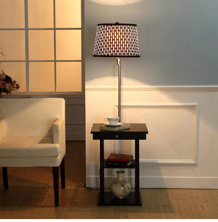 China Led Light Wooden Table With Built, End Table With Lamp Attached And Charging Station