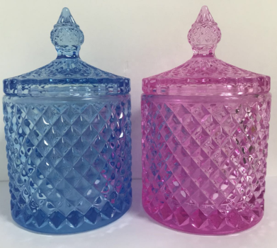 China Linlang Hot Sale Luxury Candle Jars Royal Purple Geo Glass Candle  Jars Geo Cut Glass Jars For Candle Making Manufacturer and Supplier