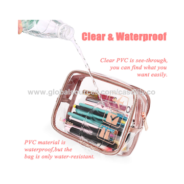 Clear PVC Toiletry Bag Quart Size Bag Travel Makeup Cosmetic Bag