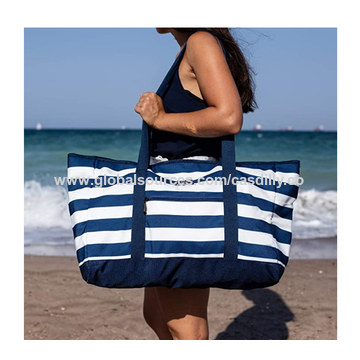 Grand sac fourre-tout de plage pour femme, sac de plage léger et  imperméable avec compartiment humide à fermeture éclair pour voyage