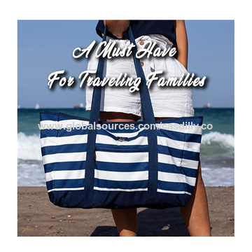 Grand sac de plage avec fermeture éclair imperméable pour femme, sac à  bandoulière