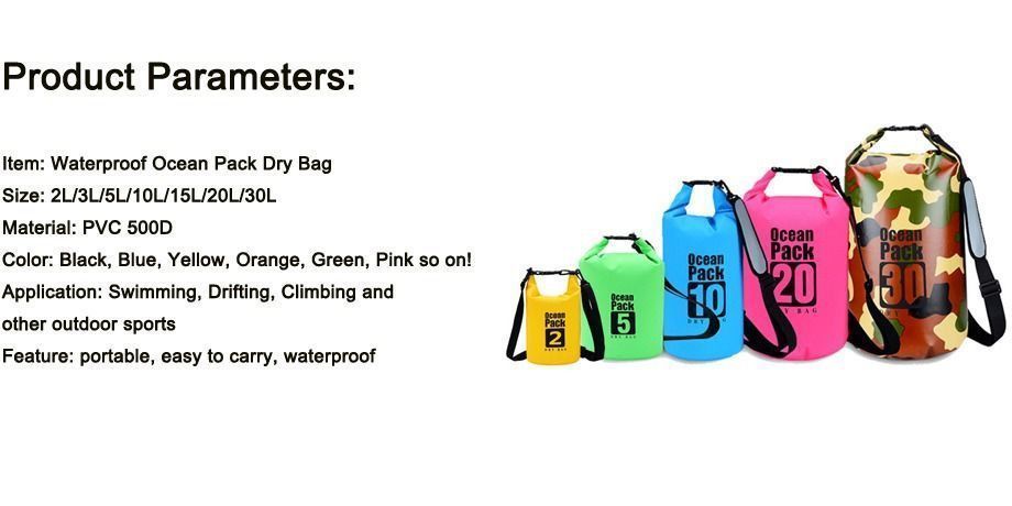 Neon Green Tarpaulin Dry Bag 20x10 in Shoulder Strap PVC Material 30 Liter 