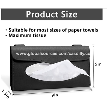 Black Car Tissue Box Towel Sun Visor Tissue Box Holder Storage