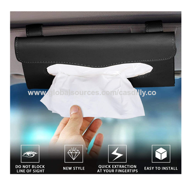 Car Tissue Holder Hanging Paper Towel Clip PU Leather Backseat