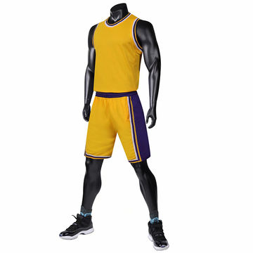 Cheap Design Logo Basketball Uniforms Set Men Sublimated Yellow