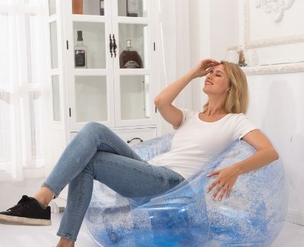 Silla inflable transparente, sofá hinchable, muebles de Camping