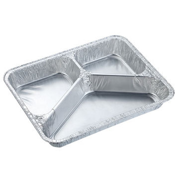 Disposable Aluminum Dinner Tray with Paper Lids 3 Compartment Foil