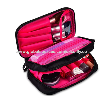 2 Main Compartments Waterproof Black Small Makeup Bag Polyester Daily  Travel Cosmetic Bags for Women with Detachable Handle - China Polyester Cosmetic  Bag and Makeup Bag price