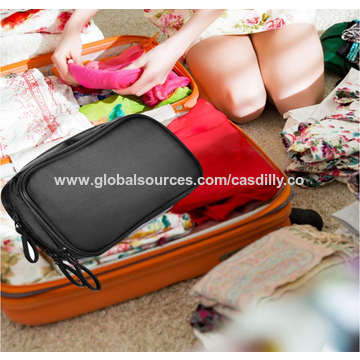 Double Layer Cosmetic Bag, Travel Mesh Cosmetic Storage Bag Large