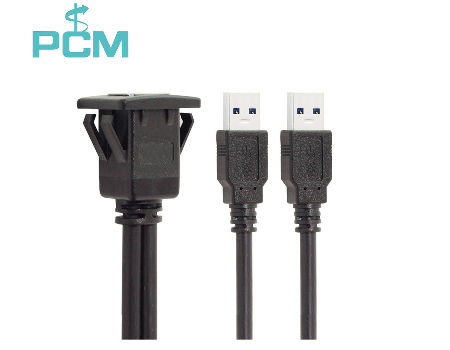 1m Car Stereo Dashboard Flush Mount Male To Female Extension Cable&Dual USB 2.0A 