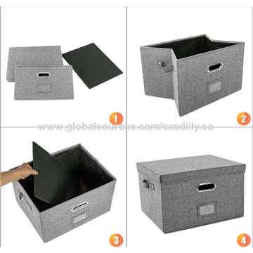Caja de almacenaje Irfora 3 cubos de almacenamiento con tapas, cajas de  almacenamiento plegables de lino y algodón con tapas, organizador de  armario plegable con tapa para el hogar, dormitorio, ofici