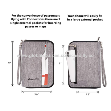 Travel Passport Wallet Family Passport Holder RFID Blocking Waterproof Bag  Document Organizer for Women & Men-Dark Grey