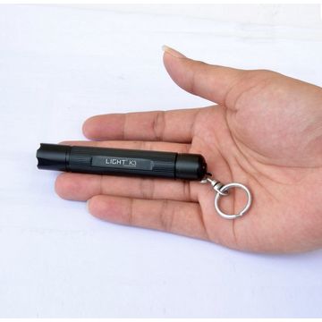 Aluminum LED Min Flashlight with Keyring and AAA Battery K3