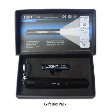 Aluminum LED Min Flashlight with Keyring and AAA Battery K3