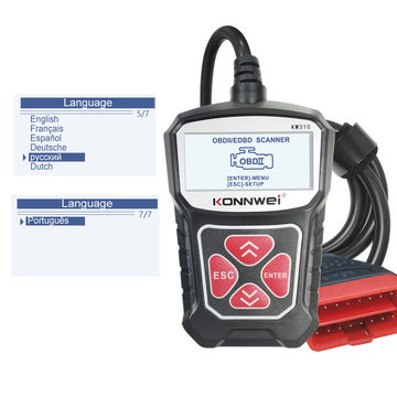 KONNWEI KW310 OBD lecteur de code de détecteur de défaut de voiture ELM327  OBD2 Scanner outil de diagnostic (rouge)