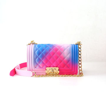 Rainbow Jelly Shoulder Bag for Women Rhombic Pattern Small (5 colors) BB 57