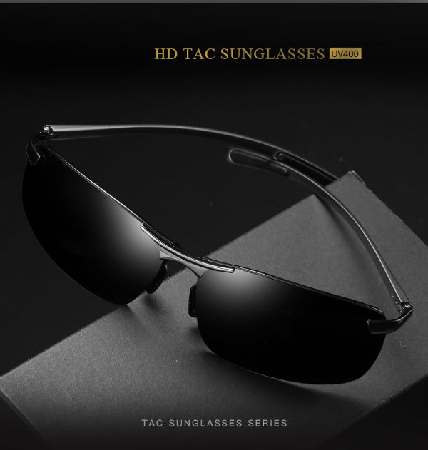 Men Polarized Sunglasses Black Sunglasses Rimless Black Oval
