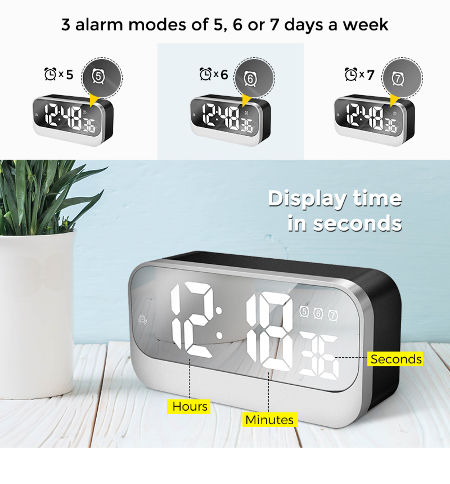 Bedside Led Clock Digital Desktop, Desktop Digital Clock With Seconds
