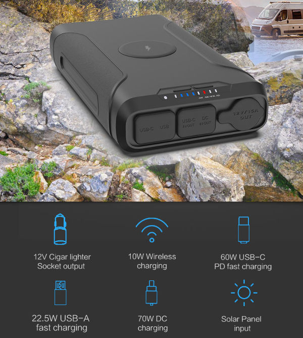 power bank with cigarette lighter output Outdoor Solar Panel Charging 10w Wireless Charger 72000mah Power Bank With Cigar  Lighter Socket - Buy China Wholesale Outdoor 10w Wireless Charger 72000mah Power  Bank $89