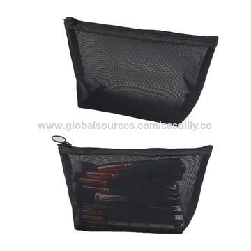 Buy Wholesale China Mesh Cosmetic Bags, Black Mesh Zipper Purse