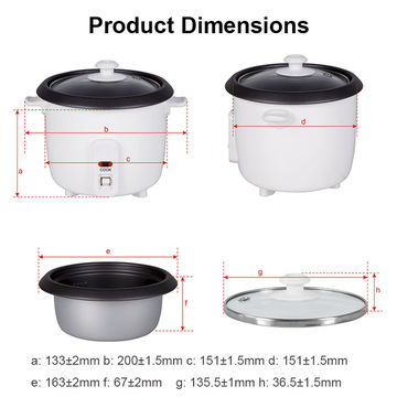  Rice Cooker Small 6 Cups Cooked(3 Cups Uncooked), 1.5L