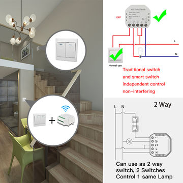 China 10A Max wifi smart switch module 2 gang 2 way smart switch box ...