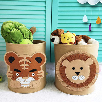 Baby Laundry Basket Sundries Storage Basket Foldable Toy Storage Bucket  Dirty Clothes Container Folding Cartoon Animal Box laund