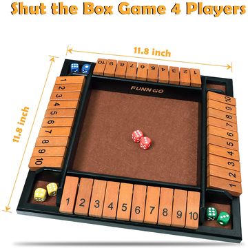 We Games 4 Player Shut The Box Jogo de tabuleiro de dados com tampa -  Madeira manchada