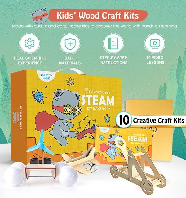 LANDZO Experiment Kits STEM Toys wood Crafts Game DIY products STEAM