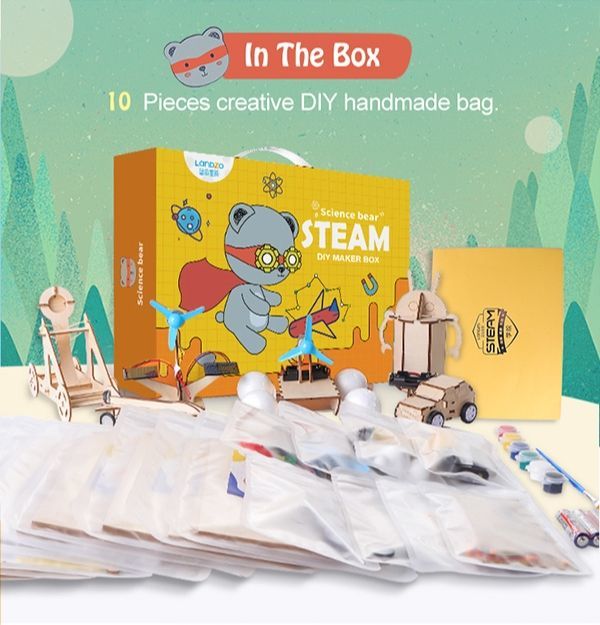 LANDZO Experiment Kits STEM Toys wood Crafts Game DIY products STEAM