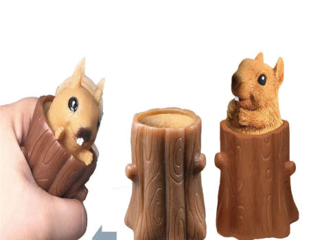 BUNRUN Squeeze Squirrel Toys Decompression Evil Squirrel Cup Sensory Fidget Toys Squishes Toy Stress Relief for Kids & Adult Tricky Funny Squeeze Toys 