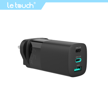 65W GaN-Wandladegerät für Laptops, Tablets und Telefone, Kompakter Schnellladeadapter mit UK-Stecker