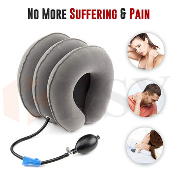 Cervical Neck Traction Collar Device for Neck Back pain Relief Inflatable  Grey