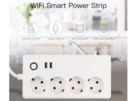 Wi-Fi Smart Power Strip, Remote Control, Google and Alexa, USB