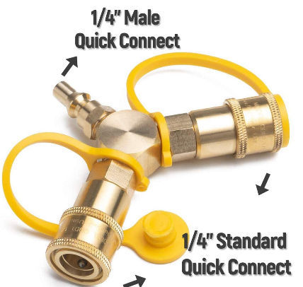 1/2 inch Gas Propane Y Splitter Quick Connect Adapter Fitting Connector with