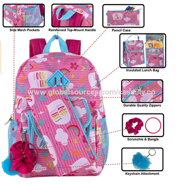 Backpack Set for Kids Girls School Backpack with Lunch Box