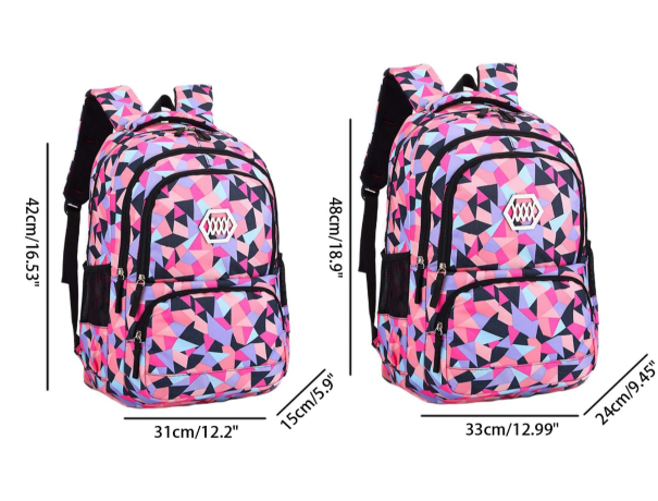 Girl Geometric Printed Primary Junior High University School Bag 