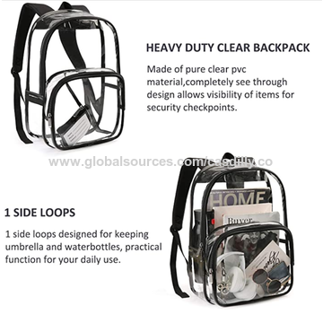 Heavy Duty Clear Transparent Backpack See Through Book-bag