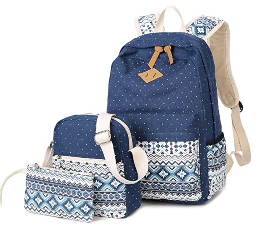 Yan Show Womens PU Backpack Young Girl School Bag Fashion Shoulder Bag Travel Bag 3PCS 