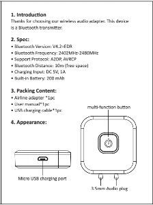 China Airplane Bluetooth Transmitter to transmit audio from airplane ...