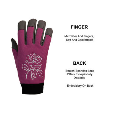 Guantes de jardinería para mujer, guantes de jardín con pantalla táctil,  guantes de trabajo ligeros, regalos de jardinería para mujer, talla L
