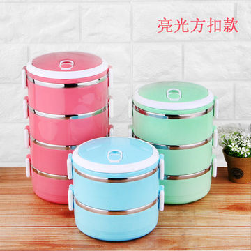 Insulated Food Container,Bento Stackable Lunch Box,3 Layers