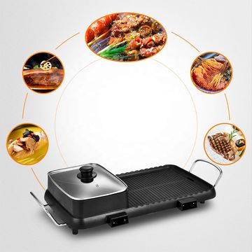 Buy Wholesale China 2 In 1 Round Electric Indoor Bbq Grill Pan