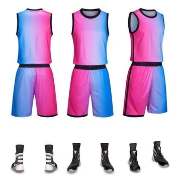 Custom Red Pink-Black Round Neck Sublimation Basketball Suit Jersey Discount